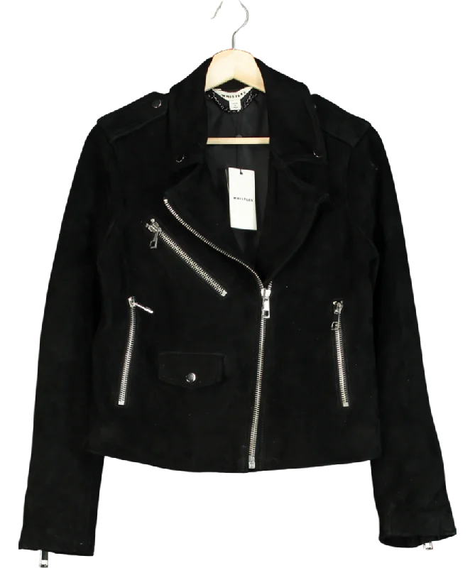 Whistles black suede biker jacket UK 10