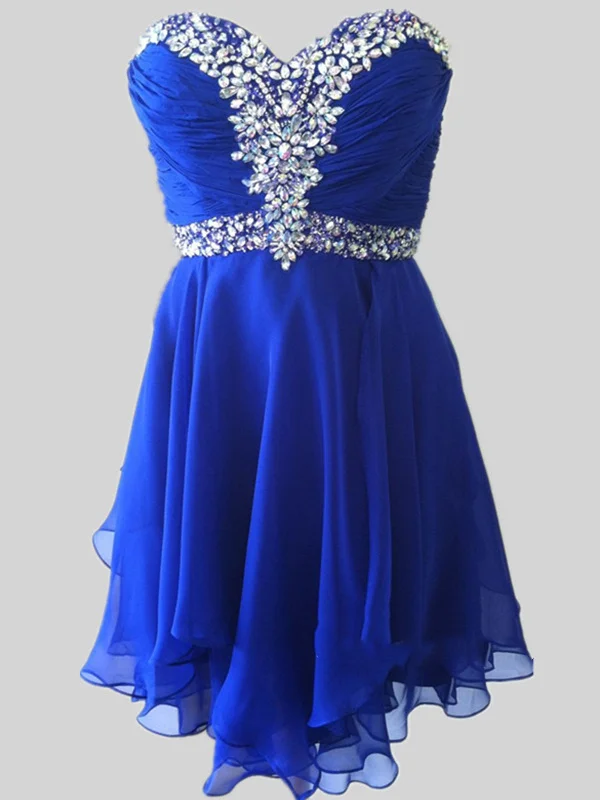 Custom Made A Line Sweetheart Neck Short Royal Blue Prom Dresses, Short Royal Blue Homecoming Dress, Graduation Dresses