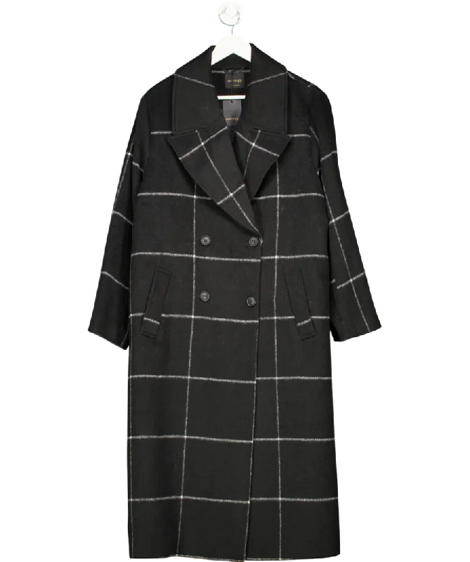 Anthology Black Double Breasted Check Coat UK 16