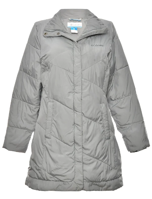 Grey Long Zip-Front Columbia Jacket - S