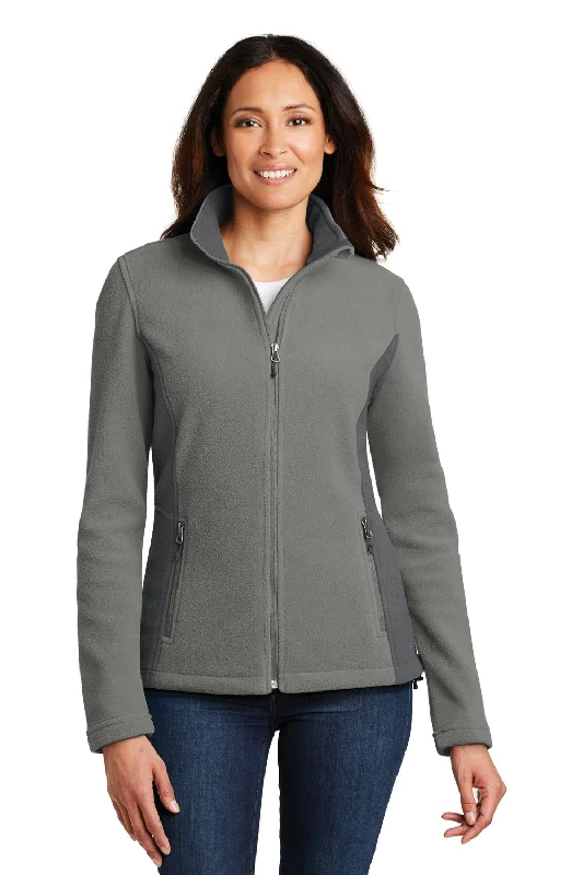 Port Authority Womens Full Zip Fleece Jacket - Deep Smoke Grey/Battleship Grey - Closeout