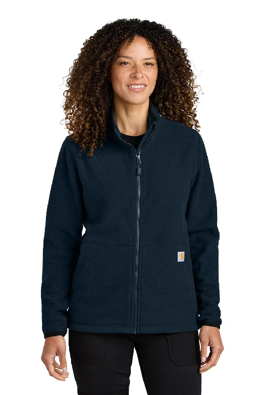 Carhartt Womens Textured Fleece Full Zip Jacket - Navy Blue - New