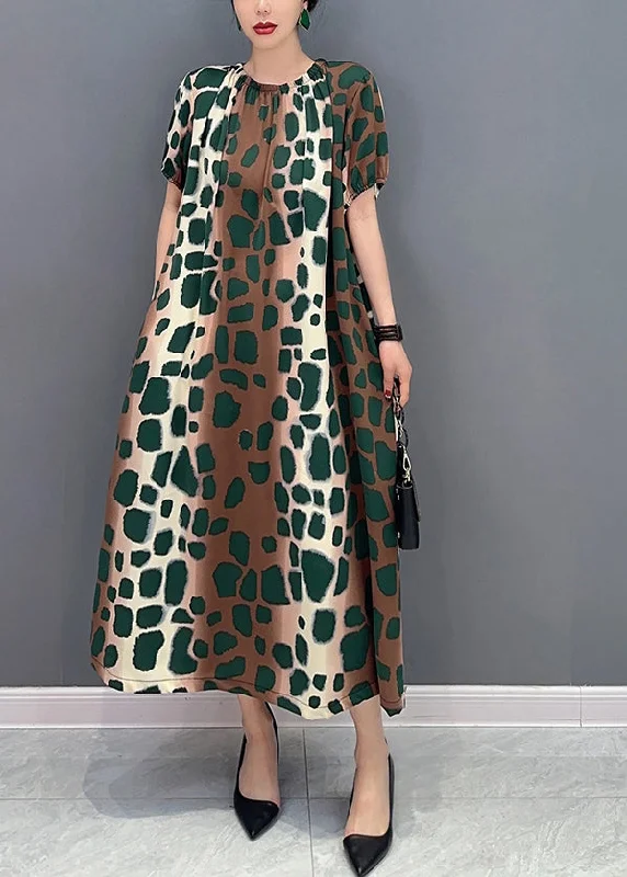 DIY Cinched Oversized Leopard Print Cotton A Line Dress Summer