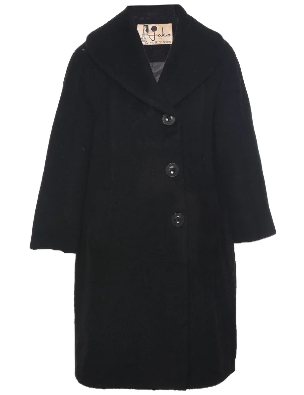 Single Breasted Wool Coat - M