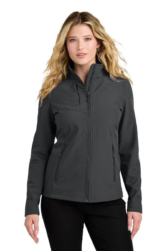 Port Authority Womens C-FREE Core Water Resistant Soft Shell Full Zip Jacket - Steel Grey - New