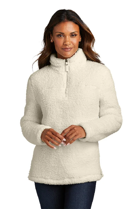 Port Authority Womens Cozy Sherpa Fleece 1/4 Zip Jacket - Marshmallow White - Closeout