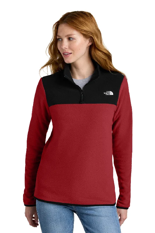 The North Face Womens Glacier Fleece 1/4 Zip Jacket - Rage Red/Black - New