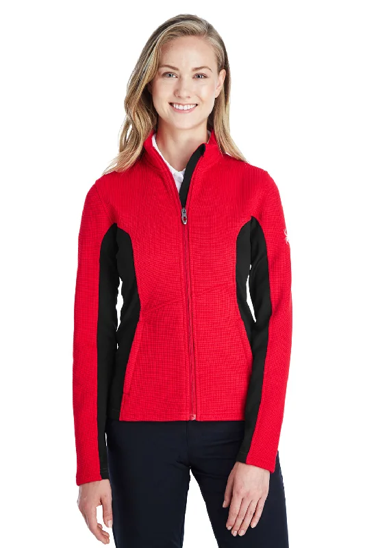 Spyder Womens Constant Full Zip Sweater Fleece Jacket - Red/Black