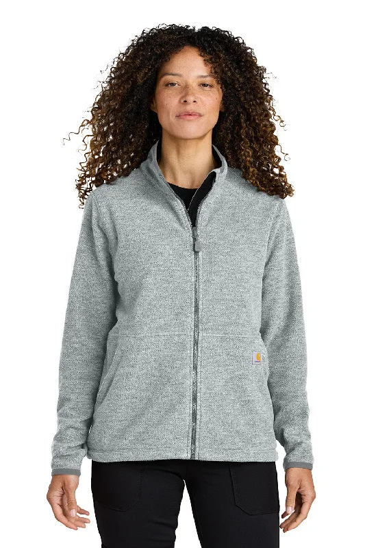 Carhartt Womens Textured Fleece Full Zip Jacket - Heather Grey - New