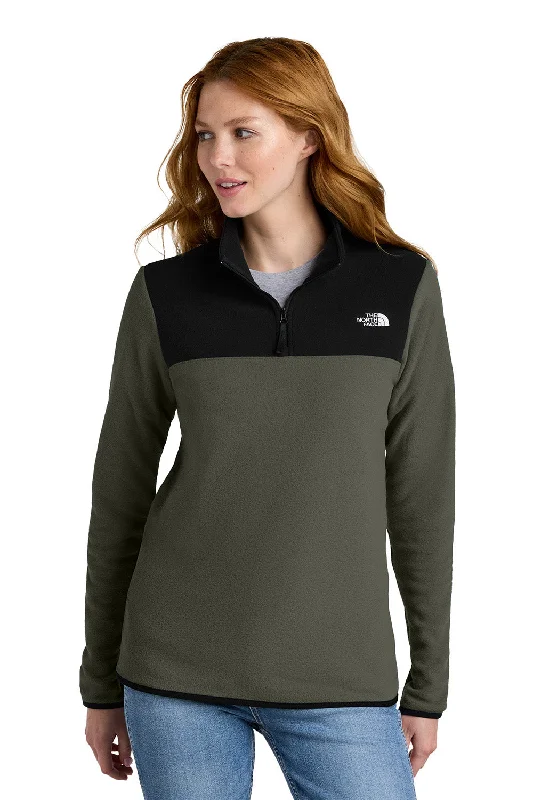 The North Face Womens Glacier Fleece 1/4 Zip Jacket - New Taupe Green/Black - New