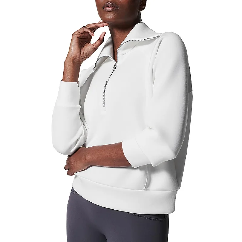 Spanx Womens Solid Fitness 1/2 Zip Top