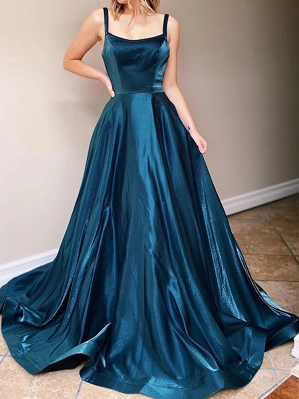 Backless Dark Emerald Green Long Prom Dresses, Dark Emerald Green Long Formal Evening Dresses