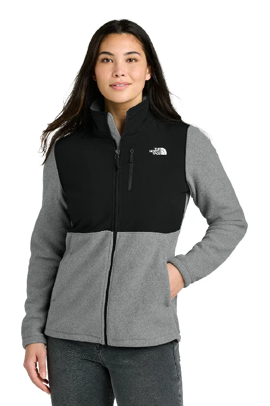 The North Face Womens Highest Peak Fleece Full Zip Jacket - Heather Medium Grey/Black - New