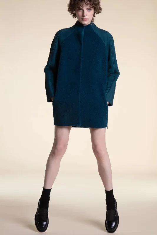 Green shearling coat womens