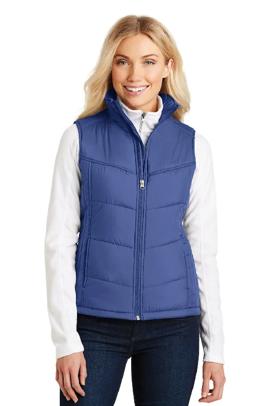 Port Authority Womens Wind & Water Resistant Full Zip Puffy Vest - Mediterranean Blue