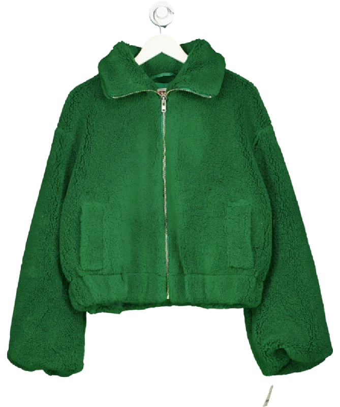 Free People Green Get Cozy Teddy Jacket UK S