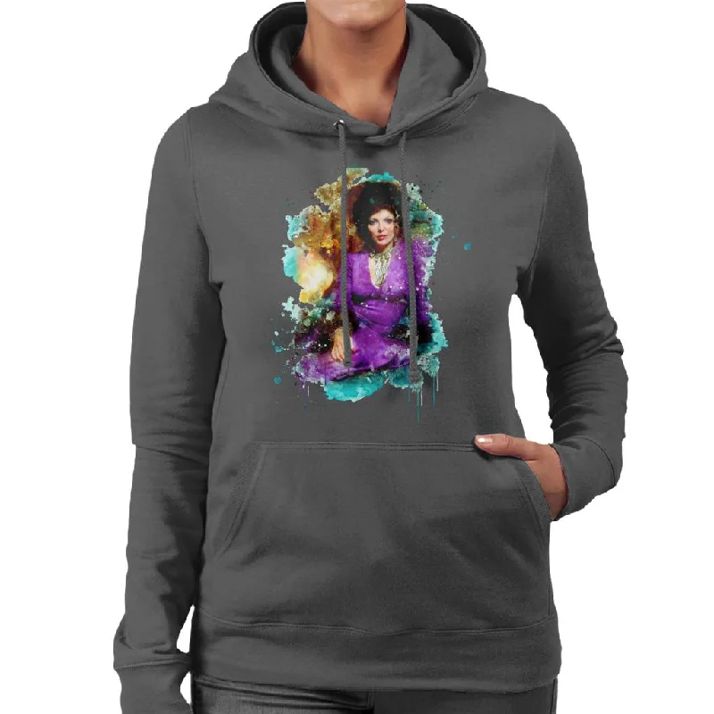 TV Times Joan Collins 1971 Paint Splatter Women's Hooded Sweatshirt