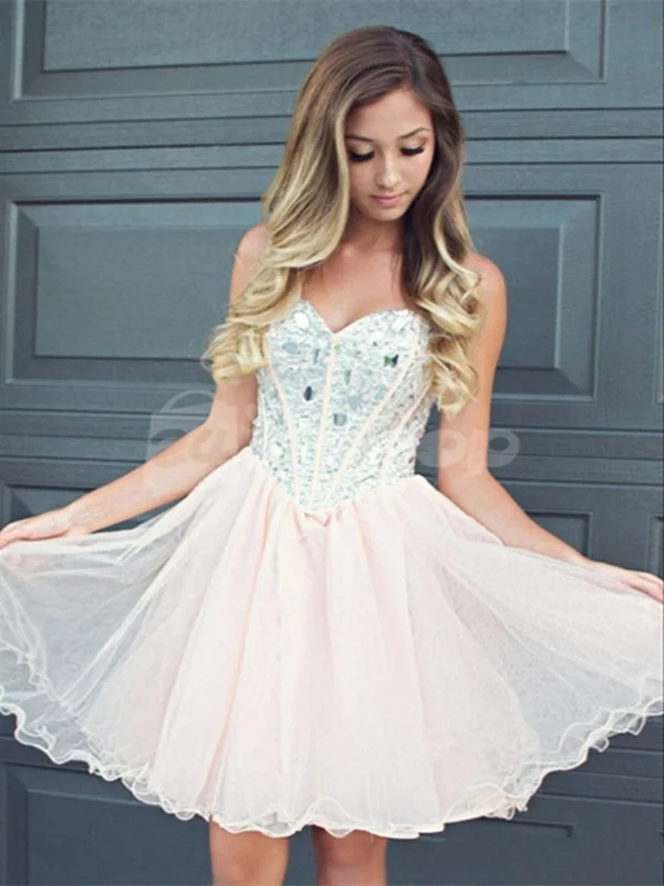 Light Pink Sweetheart Short Prom Dresses, Short Homecoming Dresses