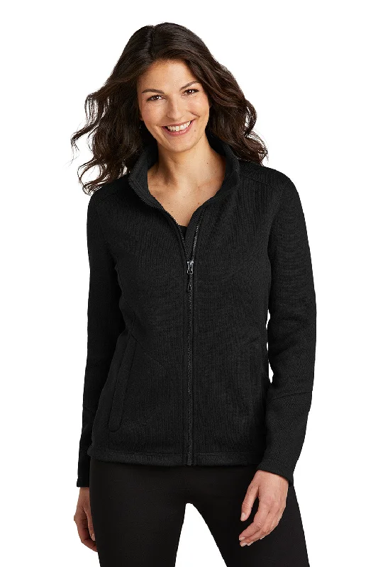 Port Authority Womens Arc Pill Resistant Sweater Fleece Full Zip Jacket - Deep Black - New