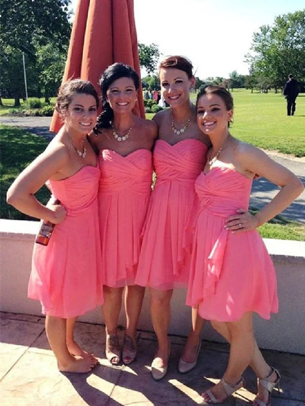 Sweetheart Neck Coral Prom Dresses, Coral Bridesmaid Dresses, Coral Graduation Dress Homecoming Dresses