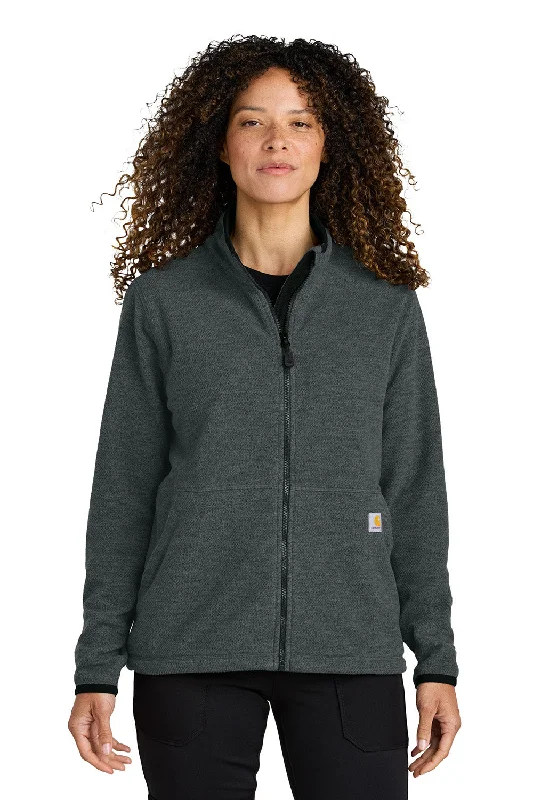 Carhartt Womens Textured Fleece Full Zip Jacket - Heather Carbon Grey - New