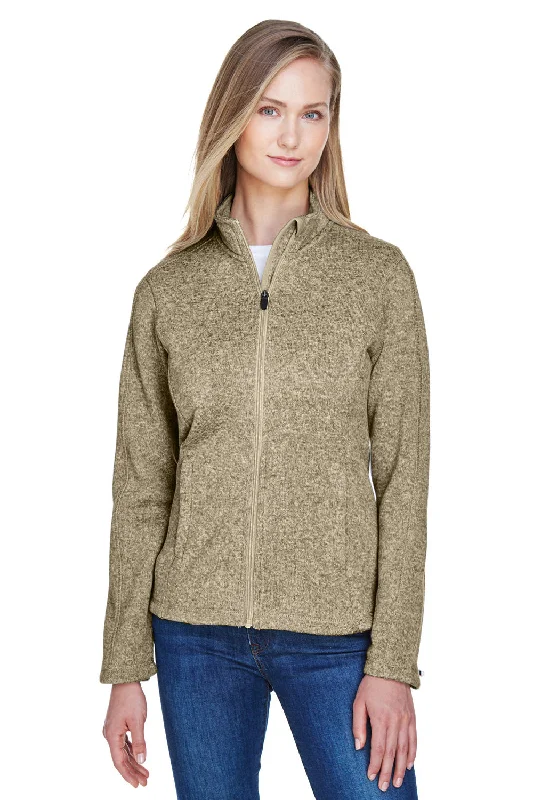 Devon & Jones Womens Bristol Pill Resistant Sweater Fleece Full Zip Jacket - Heather Khaki Brown