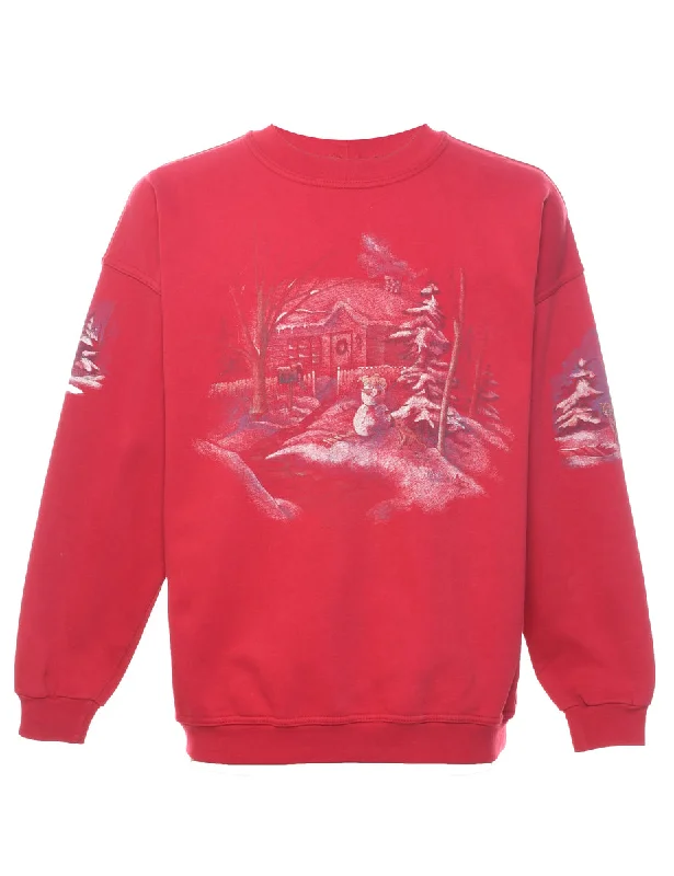 Maroon Christmas Sweatshirt - L