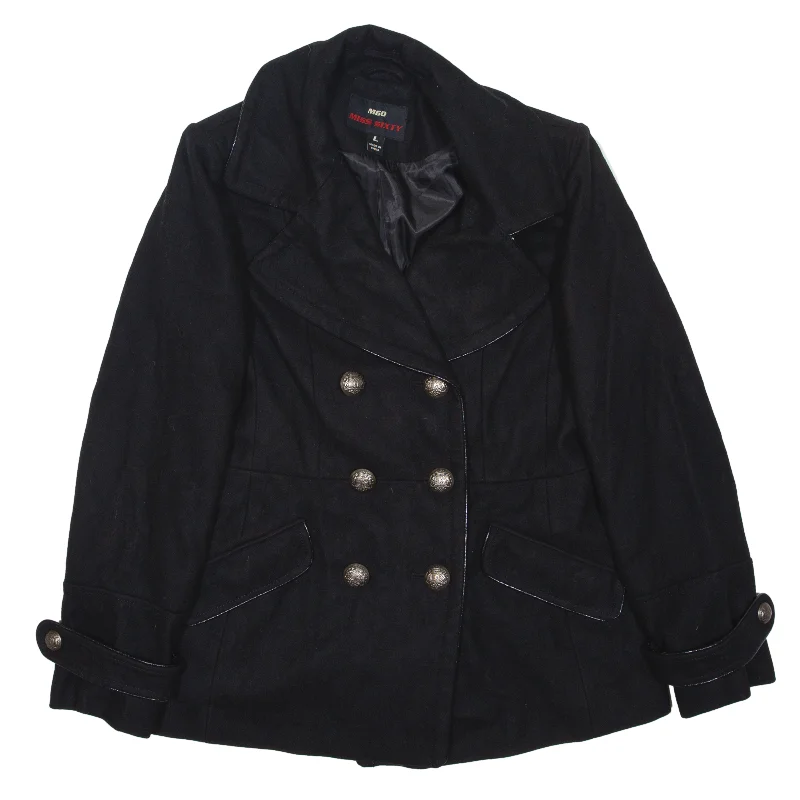 MISS SIXTY Pea Coat Black Wool Womens L