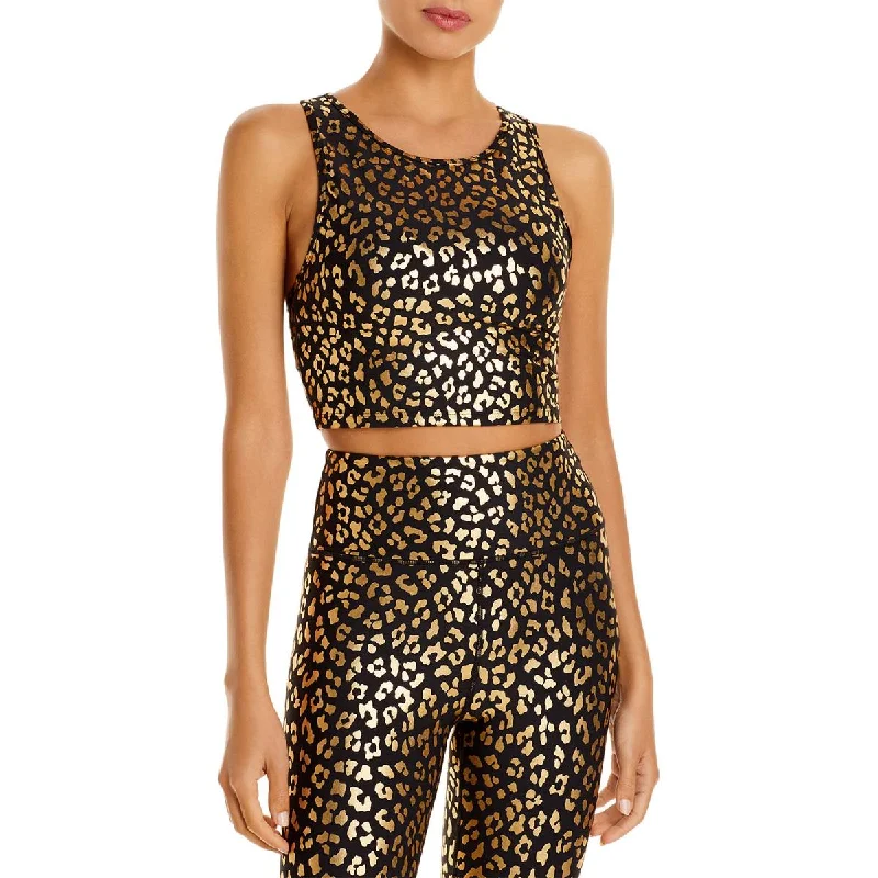 Aqua Womens Longline Animal Print Padded Sports Bra