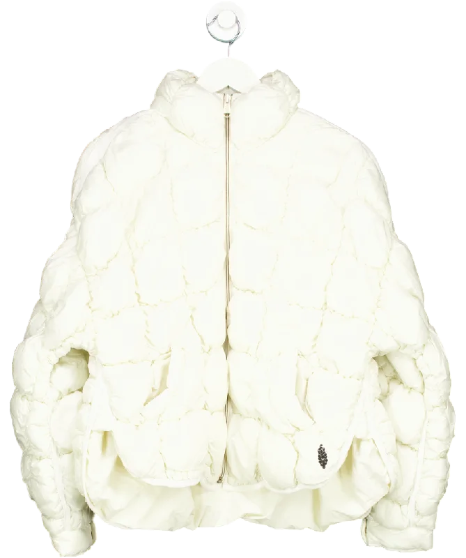 Free People White Scrunchy Glossy Pippa Packable Puffer Jacket UK S