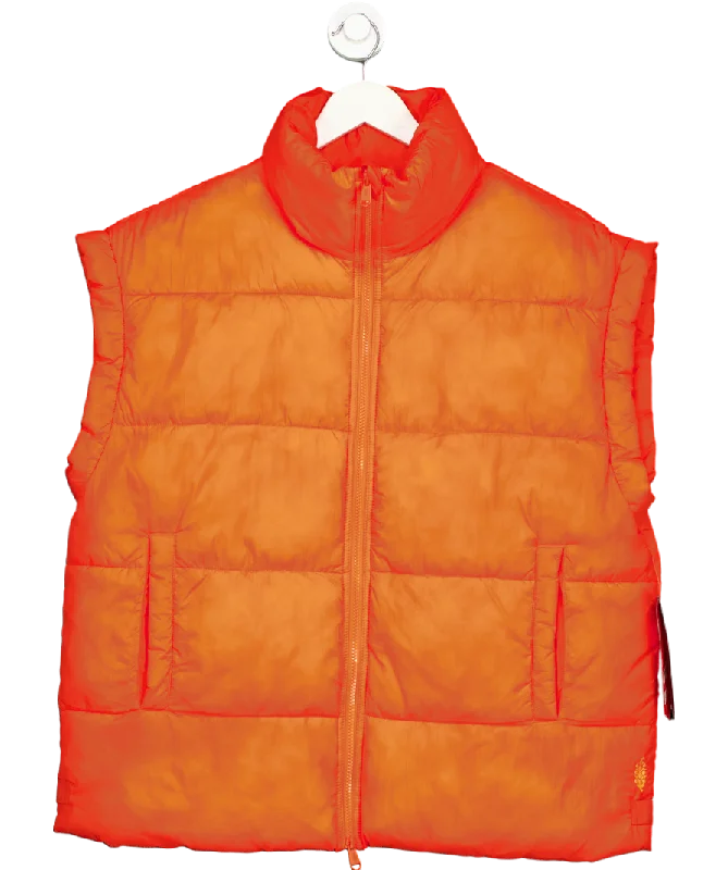 Free People Orange In A Bubble Puffer Vest UK S