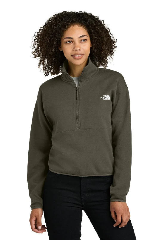 The North Face Womens Double Knit 1/4 Zip Fleece Jacket - New Taupe Green - New