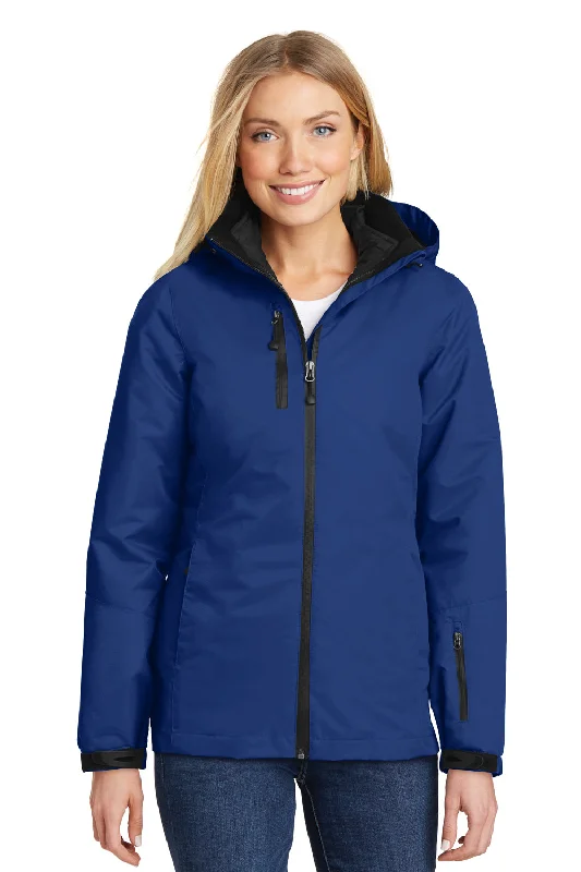 Port Authority Womens Vortex 3-in-1 Waterproof Full Zip Hooded Jacket - Night Sky Blue/Black