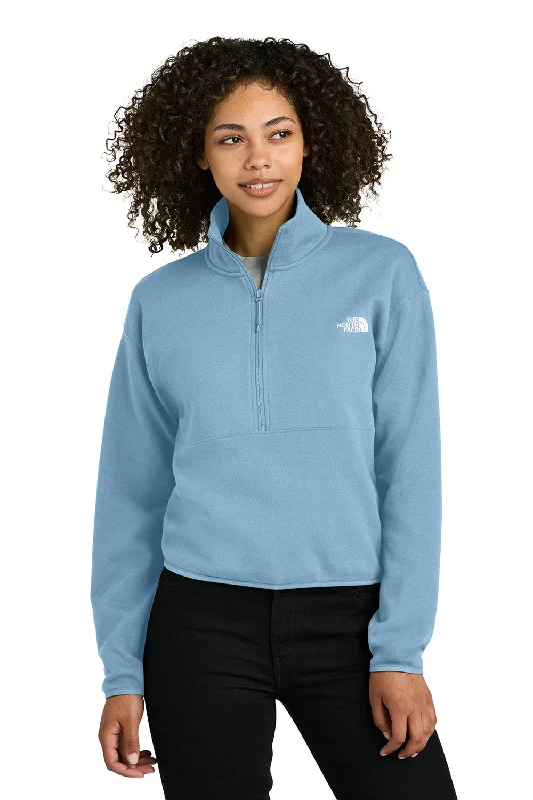 The North Face Womens Double Knit 1/4 Zip Fleece Jacket - Steel Blue - New