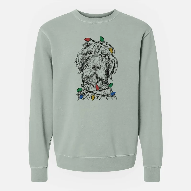 Christmas Lights Doc Holliday the Pudelpointer - Unisex Pigment Dyed Crew Sweatshirt