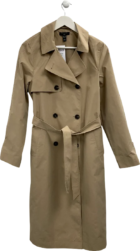 New Look Beige Tall Double Breasted Mac Coat UK 10