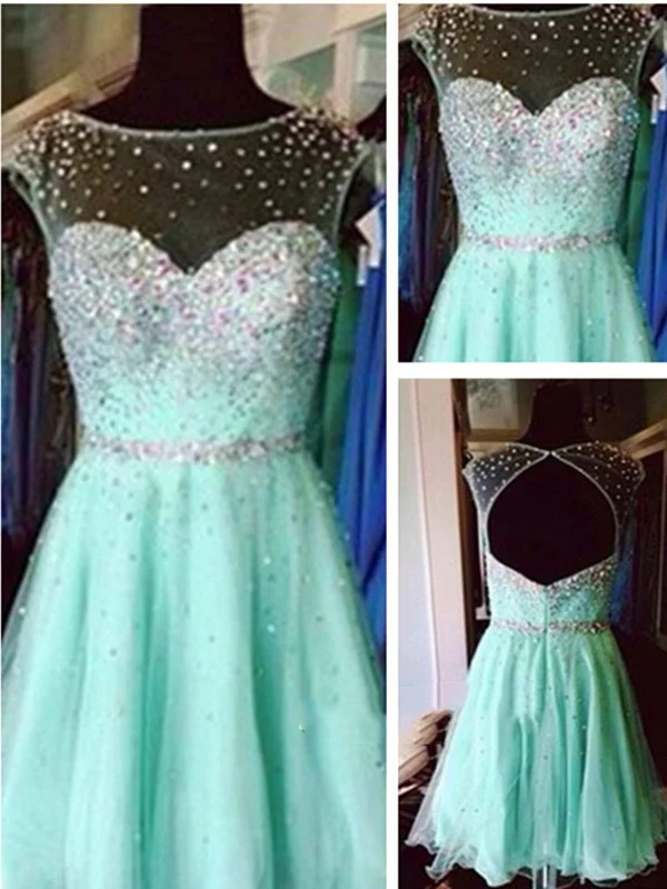 Custom Made A Line Round Neck Short Green Prom Dress, Short Green Graduation Dress, Short Green Homecoming Dress