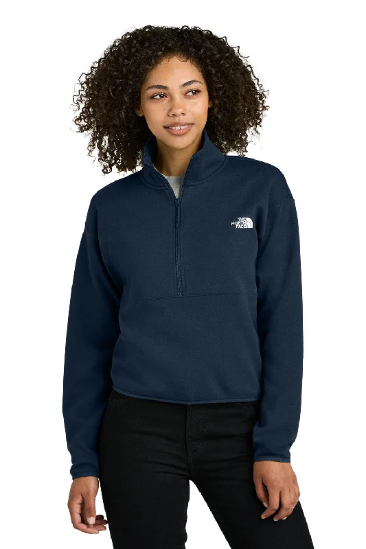 The North Face Womens Double Knit 1/4 Zip Fleece Jacket - Summit Navy Blue - New