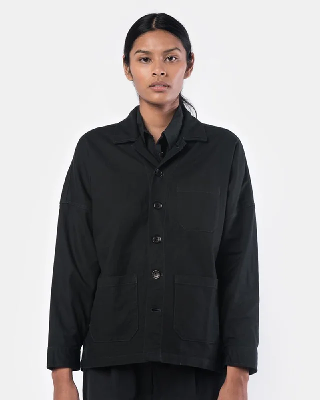 Drop Shoulder Panama Jacket in Black