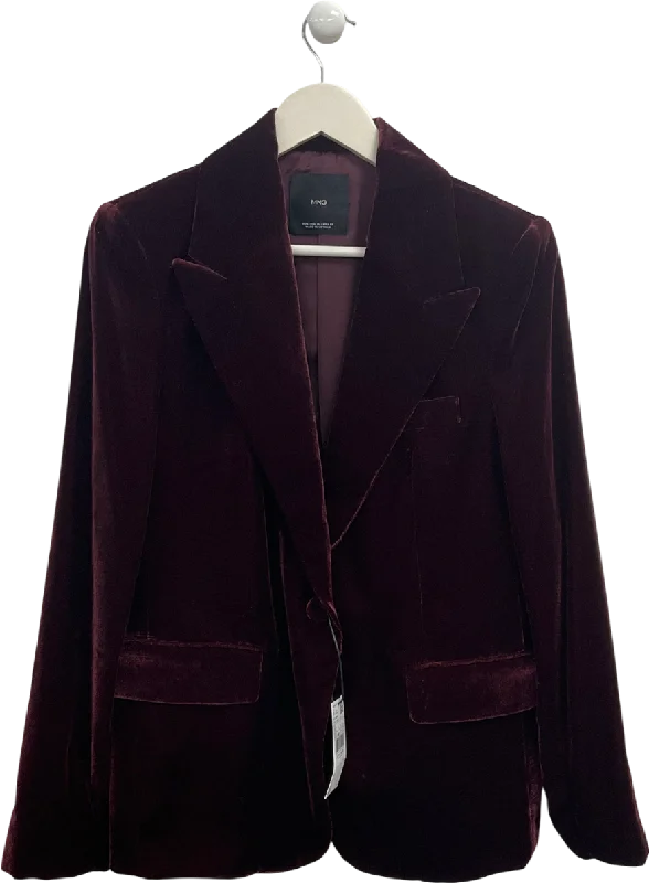 MANGO Red Structured Velvet Jacket UK XL