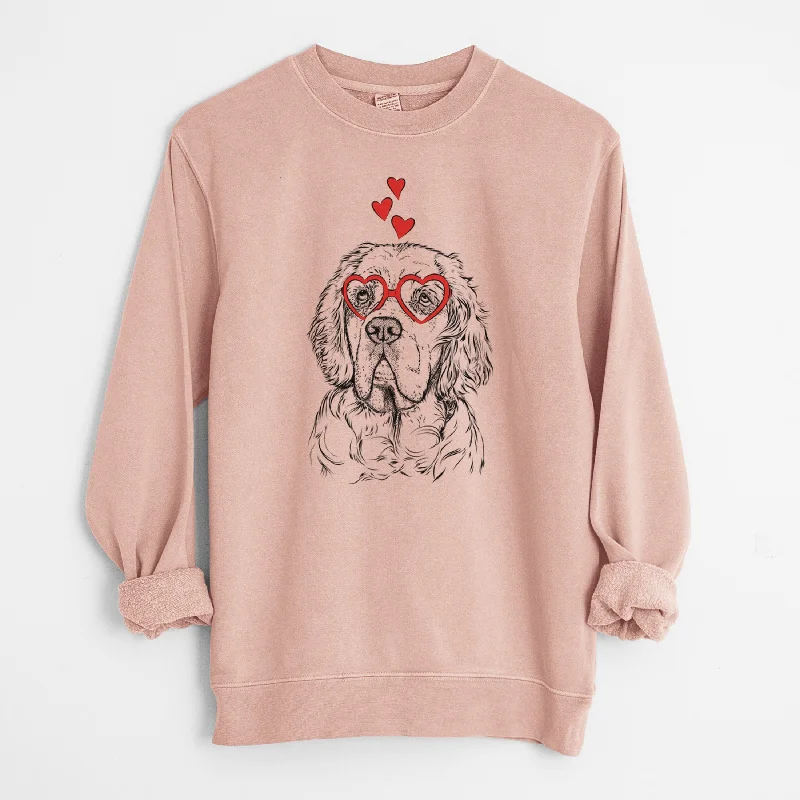 Valentine Gary the Clumber Spaniel - Unisex Pigment Dyed Crew Sweatshirt