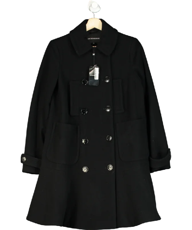 Emporio Armani Black Peplum Hem Coat UK 6