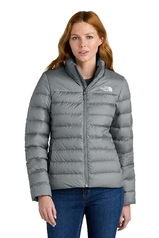 The North Face Womens Down Hybrid Water Resistant Full Zip Jacket - Heather Medium Grey - New