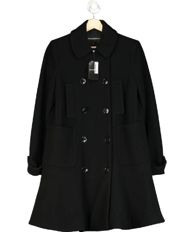 Emporio Armani Black Peplum Hem Coat UK 8