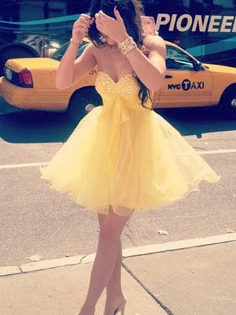 Sweetheart Neck Short Yellow Prom Dress, Homecoming Dress, Graduation Dress