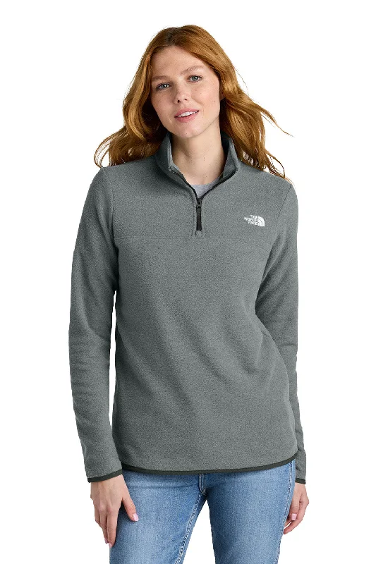 The North Face Womens Glacier Fleece 1/4 Zip Jacket - Heather Medium Grey - New