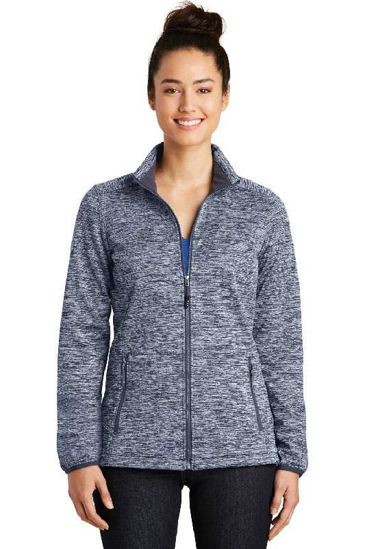 Sport-Tek Womens Electric Heather Water Resistant Full Zip Jacket - True Navy Blue Electric - Closeout