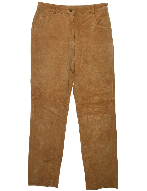 Brown Suede Trousers - W28 L30