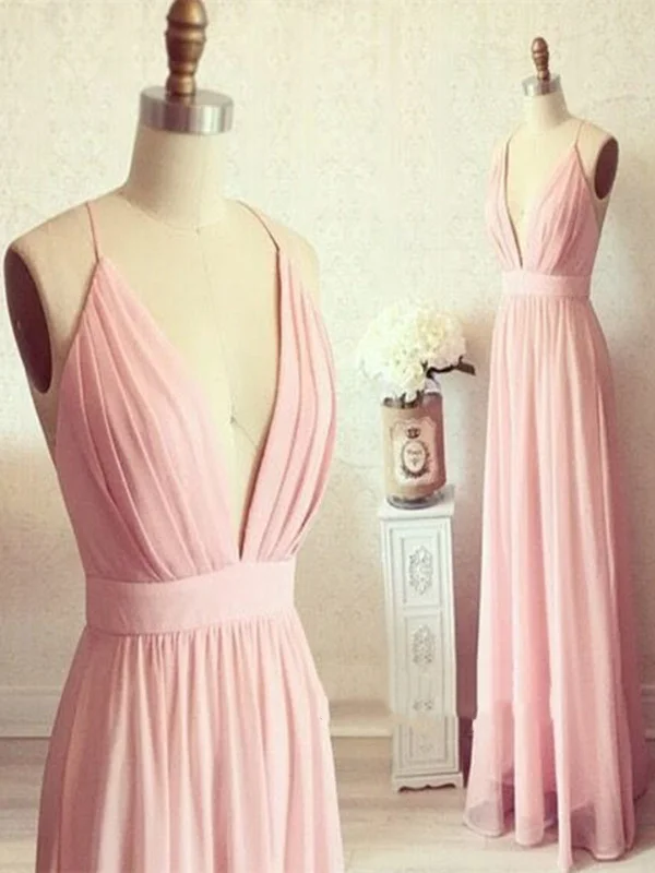 Custom Made A Line V Neck Backless Long Prom Dress, V Neck Backless Formal Dress, Bridesmaid Dress