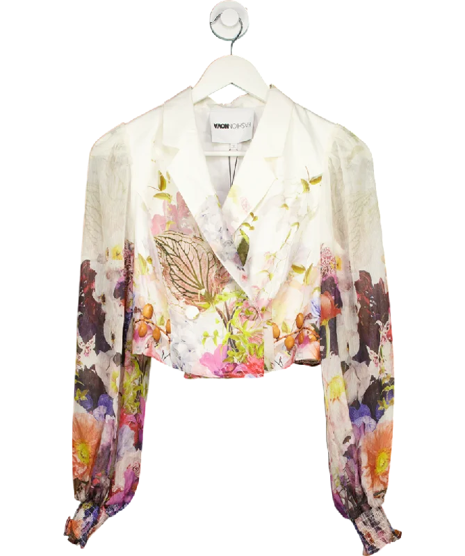 Fashion Nova White Secret Garden Blazer - White/combo UK XS